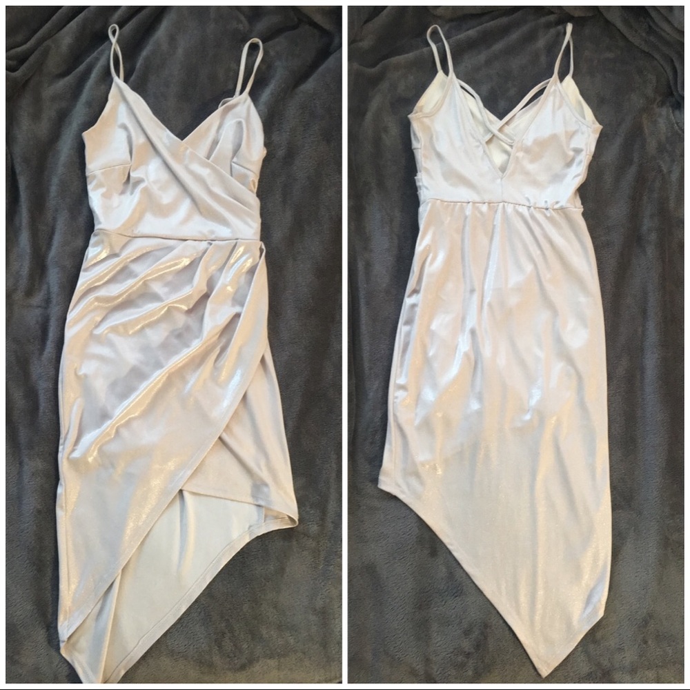 Sparkly Silver Asymmetric Cocktail/Party dress